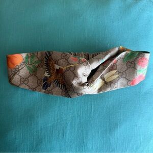 Gucci Brown Monogram Floral & Bird Twist Headband
